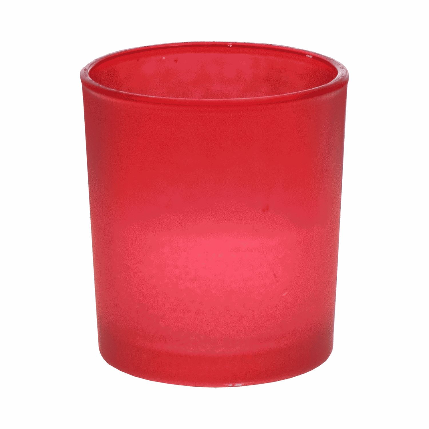 Teelichthalter Glas MALI, rot-matt, 8,2cm, Ø7cm