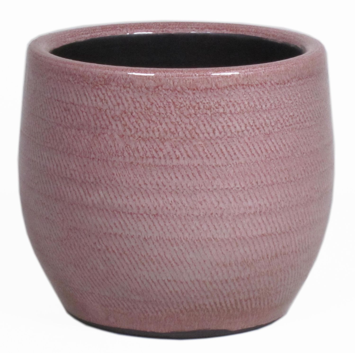 Moderner Übertopf KALIA aus Keramik, Rillen, altrosa, 19cm, Ø20cm