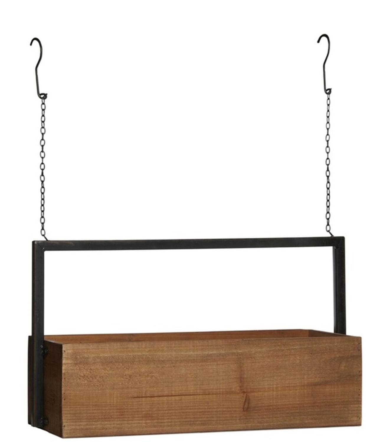 Hngender Holz Blumenkasten AILSA mit Metallhenkel, braun, 50x19x30,5cm