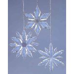 Acryl Hänger Schneeflocke WOLFGANG, 3 Stück, transparent, Ø11-12cm