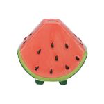 Stielblumenvase Wassermelonenstück TILLAS aus Keramik, mit Füßen, rot-grün-braun, 10x6x8,7cm