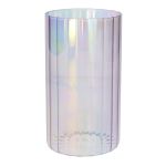 Blumen Vase BLANDINA, Glas, Rillen, lila-irisierend-transparent, 18cm, Ø10cm