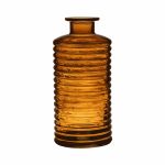 Glas Dekoflasche STUART mit Rillen, orange-braun-klar, 31cm, Ø14,5cm