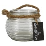 Kerzenglas PERBA mit Rillen, Henkel, klar, 9cm, Ø11,5cm