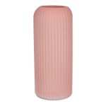 Blumenvase ALBURGIS mit Rillen, Glas, altrosa-matt, 25cm, Ø10cm