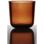 Teelichthalter NICK aus Glas, orange-transparent, 7,5cm, Ø7,5cm