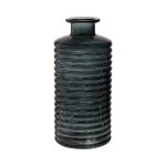 Glas Dekoflasche STUART mit Rillen, waldgrün-klar, 31cm, Ø14,5cm