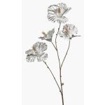 Kunstzweig Hibiskus KEALANI, metallic-silber-gold, 80cm