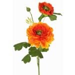 Kunst Ranunkel SAGARA, orange-grün, 45cm, Ø5-9cm