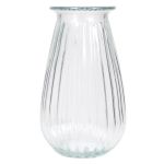 Glas Blumenvase DORITA mit Rillen, klar, 21cm, Ø13cm
