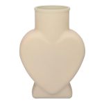 Glas Dekovase FILIPA in Herzform, mit Fuß, sand-matt, 15,5x8x22cm