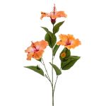 Kunstzweig Hibiskus AMADOU mit Blüten, orange, 80cm