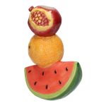 Stielblumenvase Granatapfel Orange Wassermelone TILLAS aus Keramik, rot-gelb-grün, 14,8x8x21cm