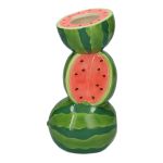 Stielblumenvase Wassermelonen TILLAS aus Keramik, rot-grün-blau, 11,7x10x21cm