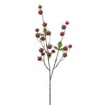 Künstlicher Zweig Kartoffelrose BREVON mit Hagebutten, rot, 80cm