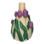 Dekovase LIMEA aus Dolomit, 3D Tulpen, beige-lila-grün, 21,6cm, Ø13,3cm