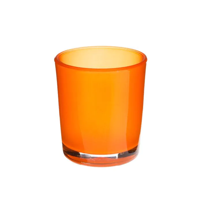 Teelichthalter Glas MALI, orange-mattiert, 6,5cm, Ø6cm