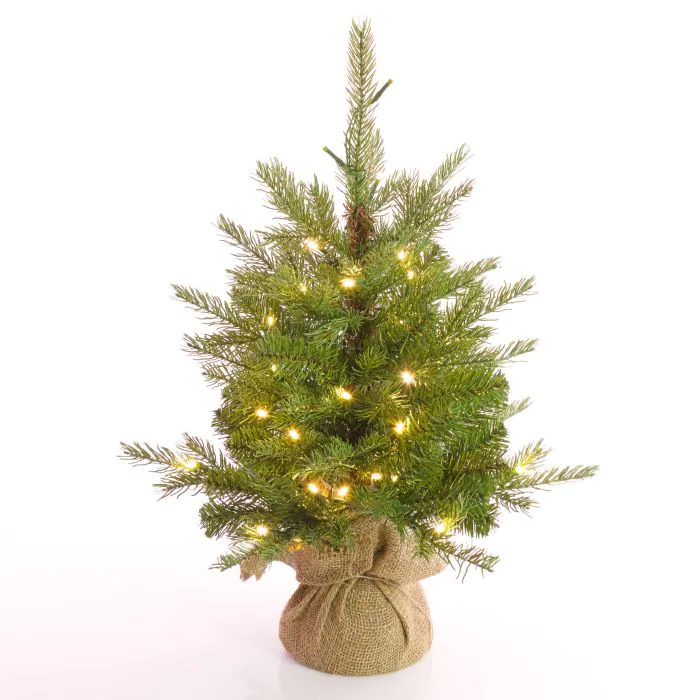 Plastik Tannenbaum WELLINGTON, Jutesack, LEDs, 60cm, Ø50cm