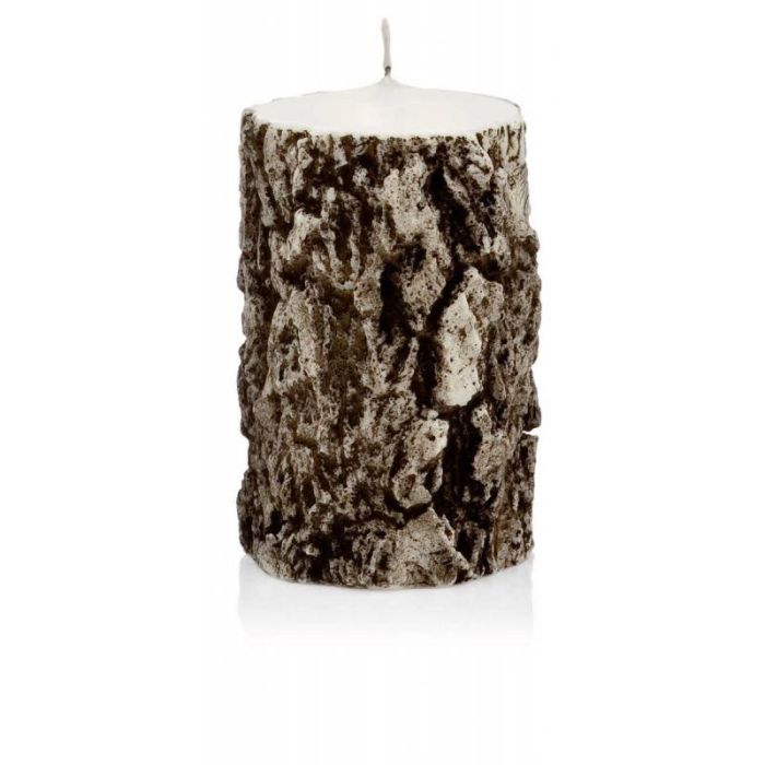 Baumstamm Kerze KARLA, Tanne, hellbraun, 15cm, Ø8cm
