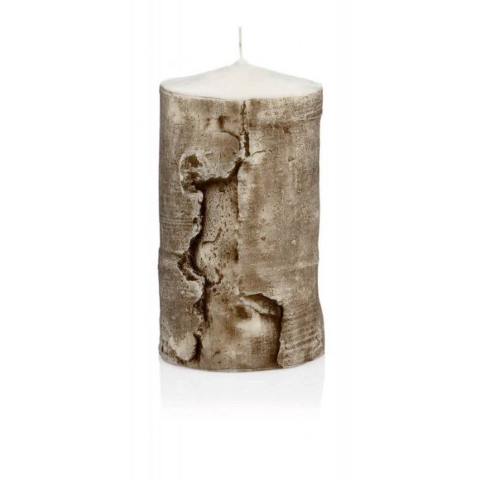Baumstamm Kerze KARLA, Birke, hellbraun, 15cm, Ø8cm