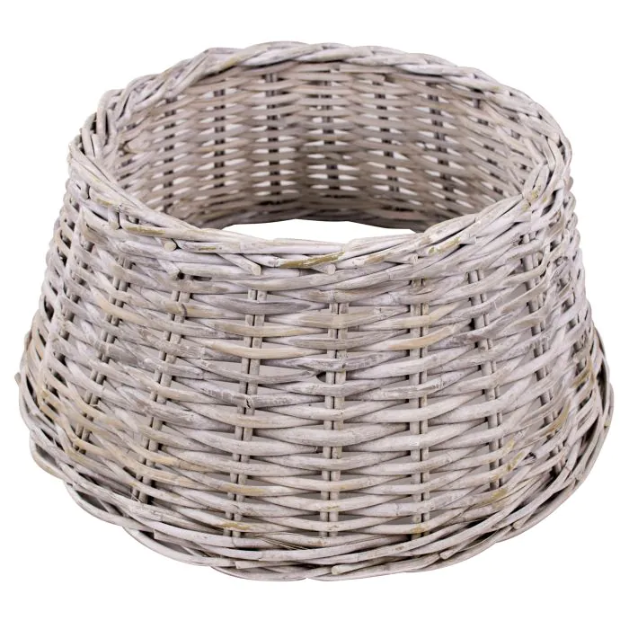 Weihnachtsbaumständer Korb MACARIO aus Rattan, weiß gekalkt, 26cm, Ø60cm