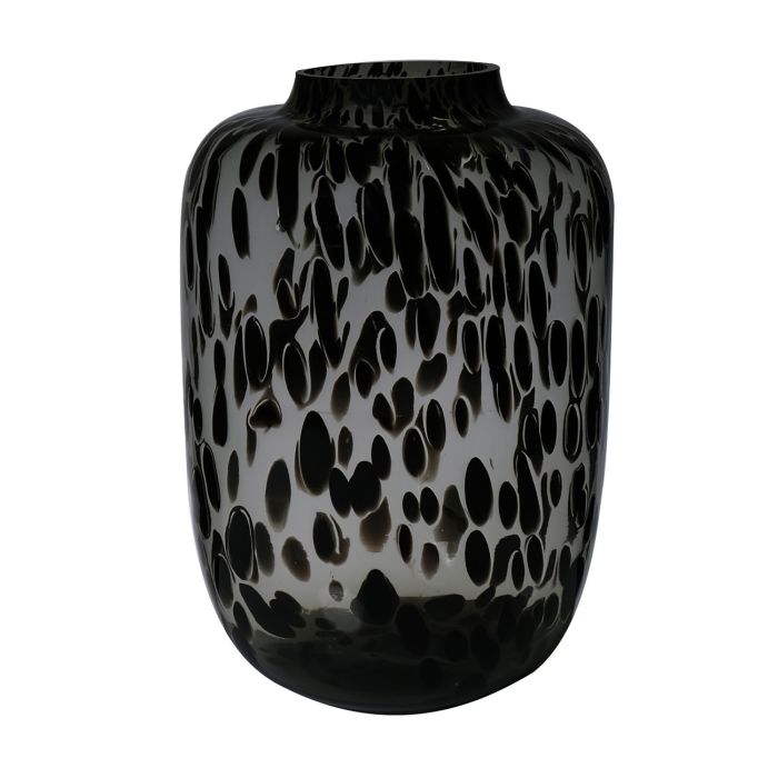 Große Glasvase RUSSELL, Leopardenmuster, schwarz-klar, 42cm, Ø29cm