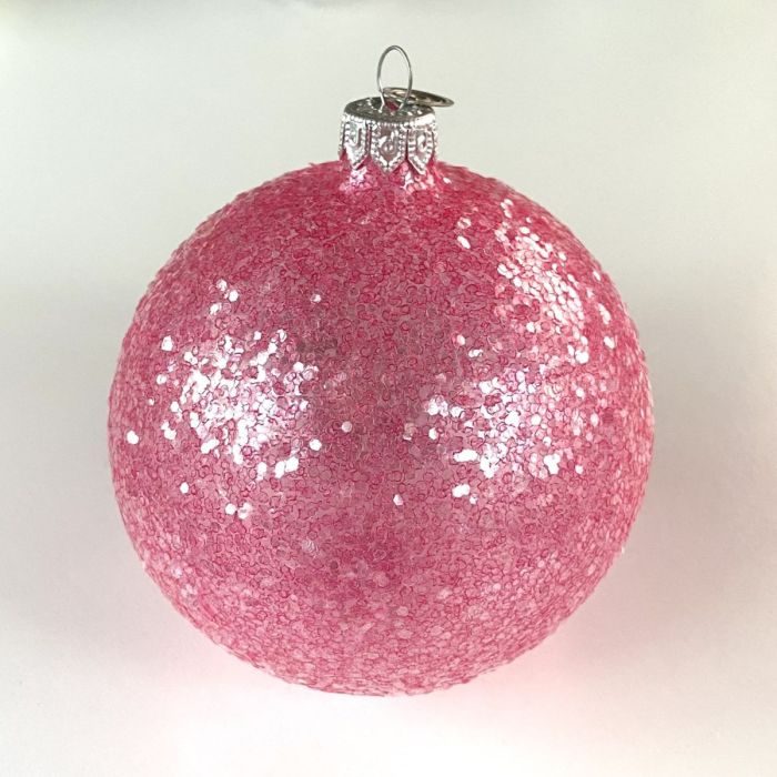 Glas Christbaumkugel LAYANA, Glitzer, pink, Ø10cm