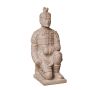 Gartenfigur Samurai Krieger LILORA aus Terrakotta, kniend, handmade, patiniert, beige, 22x20x48cm