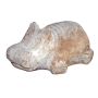 Tierfigur Nilpferd AURISA aus Terrakotta, liegend, handmade, patiniert, beige, 19x13x9cm