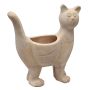 Pflanztopf Katze NYMAR aus Terrakotta, handmade, beige, 46x27x51cm