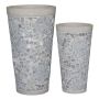 Keramik Pflanztopf AMELIOS mit Mosaikmuster, 20 Stück, outdoor, grau, 37cm, 55cm/Ø30-Ø52cm