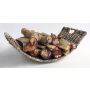 Kaminholzschale LUMIRA aus Rattan, braun-grau, 60x35x21cm