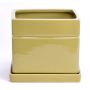 Eckiger Blumentopf ALVOS aus Keramik, khaki, 13x13x11cm