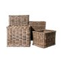 Rattan Aufbewahrungskorb AKLIM, quadratisch, braun, 48x43x41cm