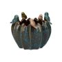 Pflanztopf TARINO aus Keramik, mit 3D Vögeln, blau-braun-grün-beige, 13,7cm, Ø15,3cm