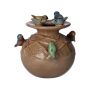 Blumenvase LYRO mit 3D Vögeln, braun-gelb-blau-grün, 14,5cm, Ø12,5cm