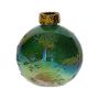 Glas Dekoflasche Weihnachtskugel ZIMA mit Schneeflocken, grün-irisierend, 10,5cm, Ø9,8cm