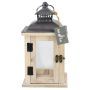 Holz Laterne BEGGY mit Glas, Henkel, beige, 15,5x15,5x29cm