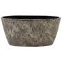 Ovale Terrakottaschale VELUM mit Maserung, taupe, 32x15x15cm