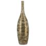 Keramikvase Dekoflasche RODYN mit Rillen, Farbverlauf, weiß-gold, 100cm, Ø26cm