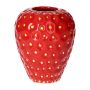 Blumenvase Erdbeere ESBERA, Einkerbungen, rot-gelb, 14cm, Ø11,6cm