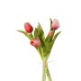 Kunst Tulpen Strauß LEANA, pink-rosa-weiß, 30cm, Ø20cm