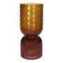 Tischvase Glas ELEANORA mit Rillen Punkten, braun-amber-klar, 20cm, Ø8cm