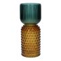 Tischvase Glas ELEANORA mit Rillen Punkten, amber-blau-klar, 20cm, Ø8cm