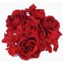 Künstlicher Kerzenkranz INGA, Rose, Hortensie, rot, Ø10cm