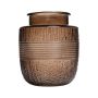 Deko Glas Vase MARISELA mit Zierborte, braun-klar, 18cm, Ø15,5cm
