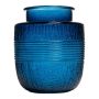 Deko Glas Vase MARISELA mit Zierborte, blau-klar, 18cm, Ø15,5cm
