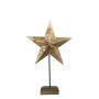 Deko Stern DORANA aus Metall, Holzfuß, gold, 15x9x27cm