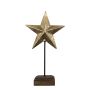 Deko Stern DORANA aus Metall, Holzfuß, gold, 19x10x35cm