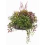 Kunstblumengesteck Lavendel Fleißiges Lieschen DANFIR, Minze, Klee, Farn, weiß-lila-grün, 50cm, Ø32cm